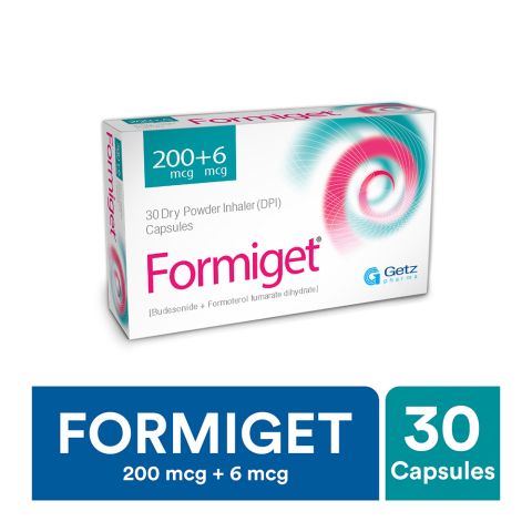 Getz Pharma Formiget Capsules, 200mcg+6mcg, 30 Dry Powder Inhaler