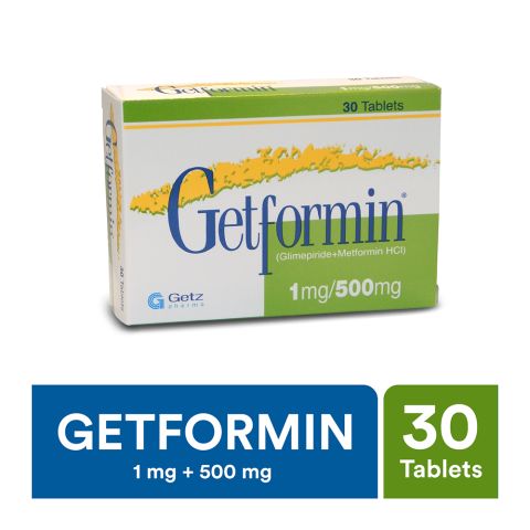 Getformin Tablet, 1mg + 500mg, 30-Pack