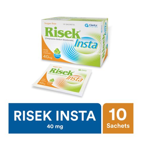 Risek Insta Sugar-Free Sachet, 40mg, 10-Pack